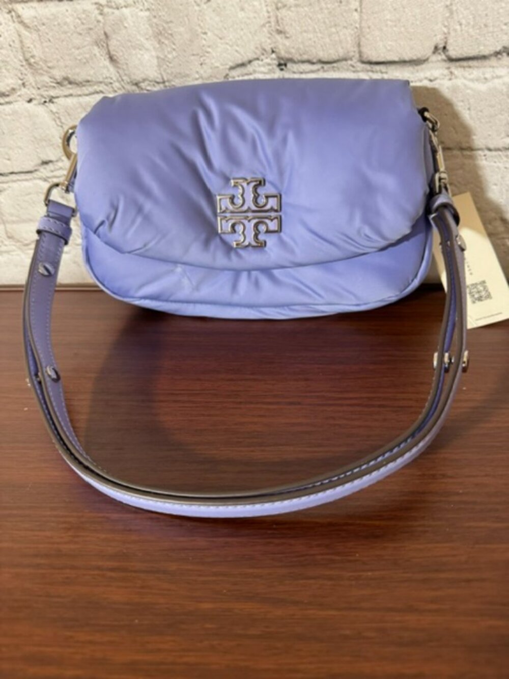 NWT Tory Burch Britten Puffy Mini Crossbody Pale Iris $398 - Picture 3 of 12
